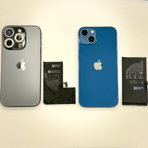【修理事例】滋賀県草津市よりiPhone 13とiPhone 15 Proのバッテリー交換でご来店